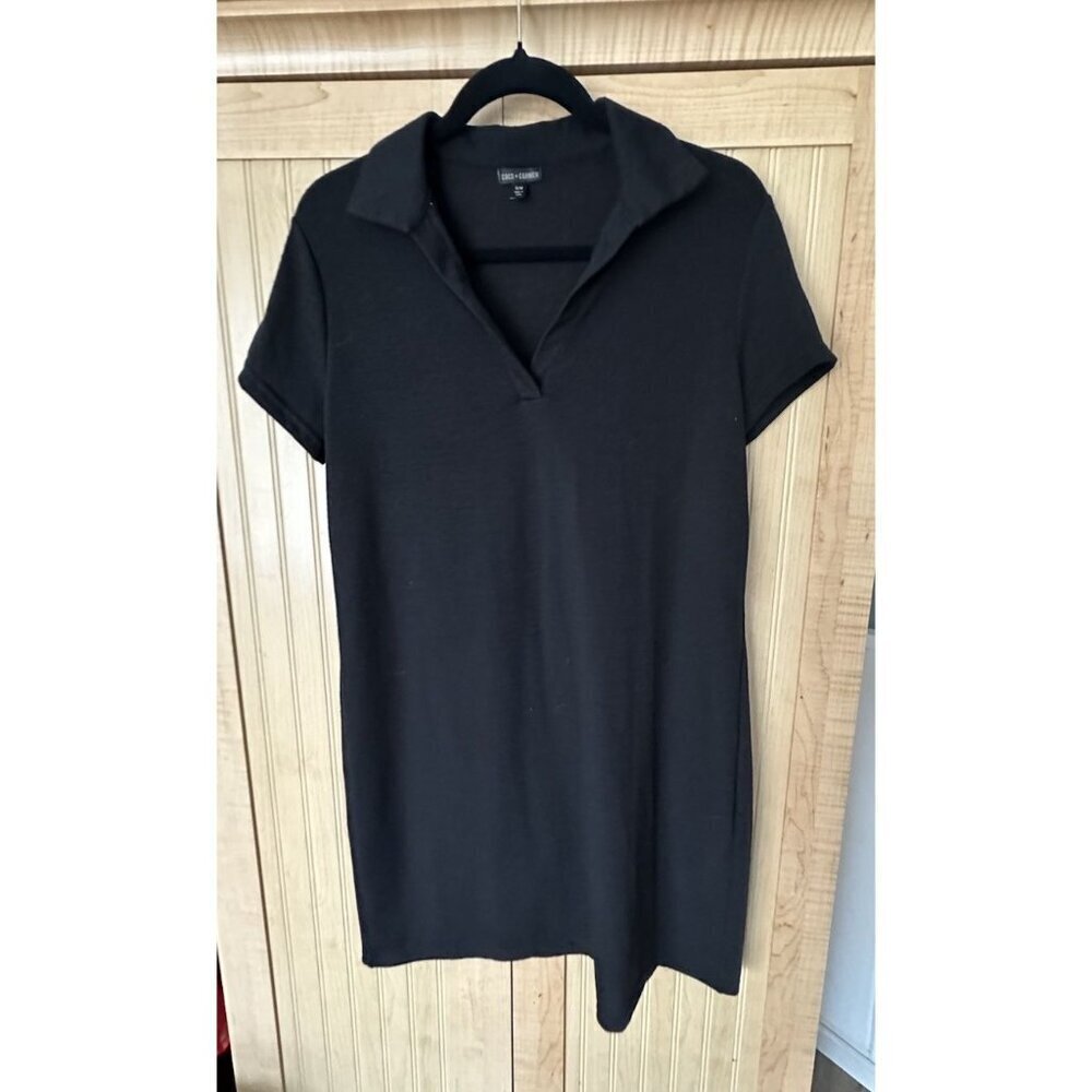 Coco + Carmen Black Polo Short Sleeveβ Mini Dress Sheer Jersey Black Size S / M